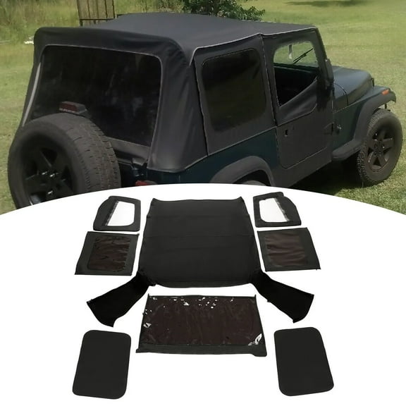 Soft Top FOR HALF DOORS BLACK Replacement 9870217 For 87 88-95 Jeep YJ Wrangler