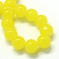 thumbnail image 2 of 1strand Baking Painted Imitation Jade Glass Round Bead Strands Yellow 10~10.5mm Hole: 1.5mm about 85pcs/strand 31.4 inch Yellow, 2 of 3