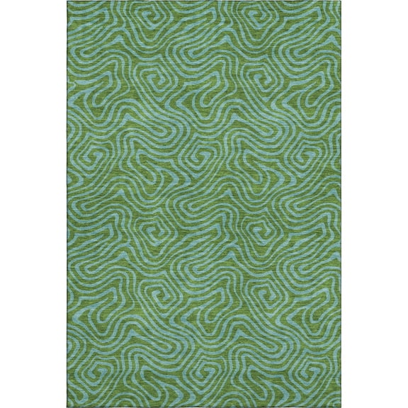 Addison Rugs Mayfield Premium Machine Washable Transitional Swirls Green Rectangle Rug, 5' x 7'6"