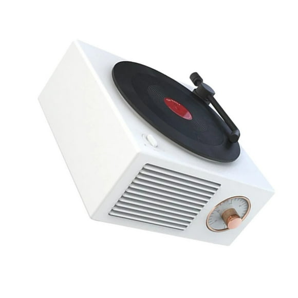 Turntable Speaker USB Bluetooth V5.0 Vinyl Record Player Stereo Vintage Portable Speaker, White