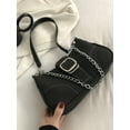 thumbnail image 6 of Hotian Black Handbag for Women Top Buckle Suede Shoulder Bags with Chain Purses, 6 of 9