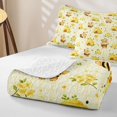 thumbnail image 4 of Manfei Lovely Bee Quilt King,Yellow Floral Pattern King Coverlet Set,3pcs, 4 of 7