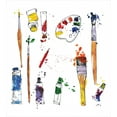 thumbnail image 3 of Art Duvet Cover Set, Watercolor Paint Splashes Materials Palette Paint Tubes Brushes with Paint Stains Print, Decorative 2 Piece Bedding Set with 1 Pillow Sham, Twin Size, White Red, by Ambesonne, 3 of 3