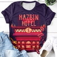 thumbnail image 1 of Hazbin Hotel Moda Casual Mujer Impreso de manga corta Cuello redondo Pullover Tops Morado/S, 1 of 6