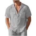 thumbnail image 4 of BUIGTTKLOP Mens Button down Shirts Short Sleeve Casual T Shirts Vacation Beach Summer Tops, 4 of 6