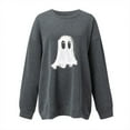 thumbnail image 5 of Halloween Women Oversized Sweatshirt without Hood Cute Ghost Pumpkin Printed Graphic Pullover Holiday Tops (XL, Dark Gray), 5 of 6