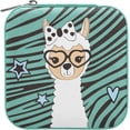 thumbnail image 2 of Coolnut Travel Jewelry Box Cute Llama Alpaca PU Leather Jewelry case Small Portable Jewelry Organizer Box for Rings Earrings Necklaces Bracelets(Green) Women Gifts, 2 of 7