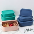 thumbnail image 3 of Lunch Box Leak Proof Food Grade Large Capacity Microwave Safe Temperature Resistant Storage Portable Silicone Bento Box with Lid School Supplies, 3 of 8