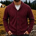 thumbnail image 3 of Lovzfmll Cardigan for Men, Shawl Collar Cable Knit Button Front, Casual Long Sleeve Sweater for Men, L, 3 of 6