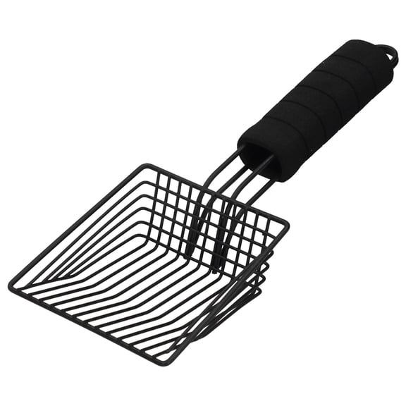 M Buder Reusable Metal Cat Litter Sand Scoop Sifter Shovel Heavy Duty Iron Pet Waste Cleaning Tool With Ergonomic Handle Black Regular (12.8 in / 32.5 cm)