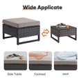 thumbnail image 4 of PARKWELL 2PCS Patio Rattan Ottoman Seat Foot Rest Side Table with Cushions for Indoor Outdoor,Gray, 4 of 6