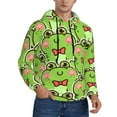 thumbnail image 2 of Pofeuu Cute Green Frog Print Mens Casual Hooded Collar Drawstring Hoodies Pullover Sweatshirts Casual Long Sleeve Shirts-Small, 2 of 7