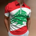 thumbnail image 2 of Lebanon Flag Men Zipper T-shirt Summer Casual Short Sleeve T-shirt Top, 2 of 7