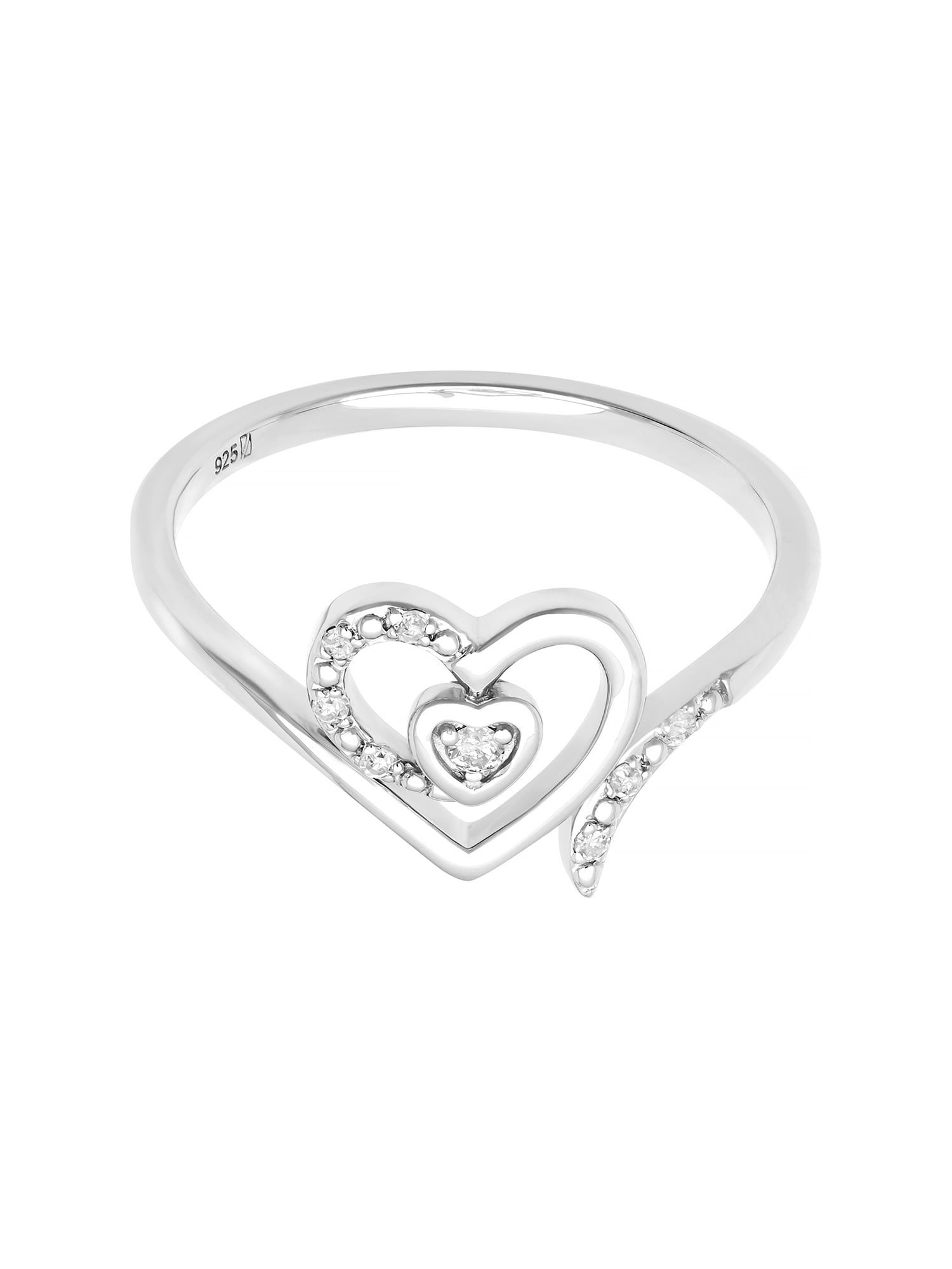 Diamond-Accent Heart Sterling Silver Women's Promise Ring
