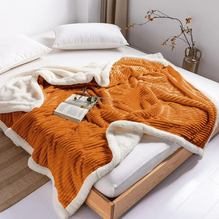 DISSA Sherpa Fleece Blanket Fuzzy Soft Throw Blanket Warm Cozy Blankets for Couch Sofa Bed Orange 60 x80 Walmart