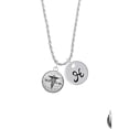 thumbnail image 2 of Delight Jewelry Silvertone Domed Black MPharm Silvertone Script Initial Disc - H - Charm Necklace, 20"+3", 2 of 4