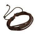 thumbnail image 1 of PU de material cuero Ajustable Tamaño 4 Color Opción Brazalete Punk - - café Yinane Pulsera trenzada ajustable, 1 of 8