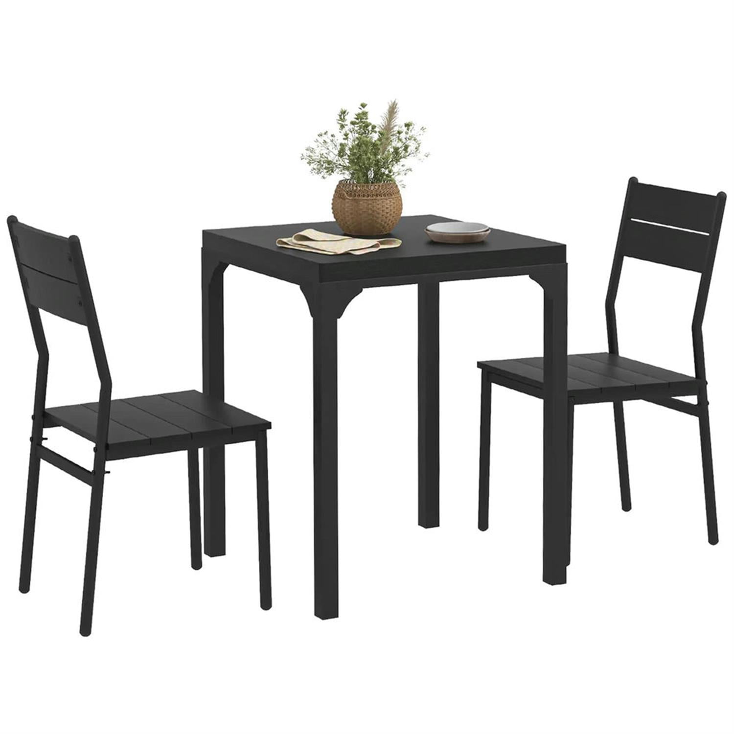 Demi Bonn 3 Piece Dining Table Set for Small Spaces, Modern Kitchen Table and Chairs for 2 Dining Room Set with Chairs Home Furniture Rectangular, Black