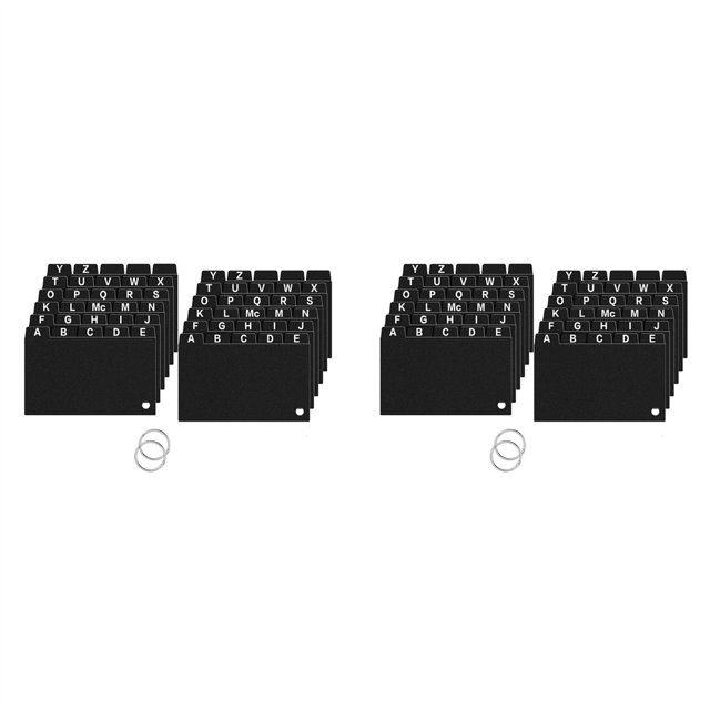 124 Piezas de Divisores de Tarjetas de Índice Negros de 3X5, Divisores de Tarjetas de Índice con Pestañas Alfabéticas con Organizador de Tarjetas de Índice de Anillo