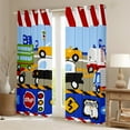 thumbnail image 2 of Cartoon Car 30%-50% Blackout Curtains Watercolor Police Car Bus Teen Curtains Bedroom Decor, Cute Automobile Red Blue Print Curtains & Drapes Traffic Transportaion Road Window Curtains 52Wx84L, 2 of 5
