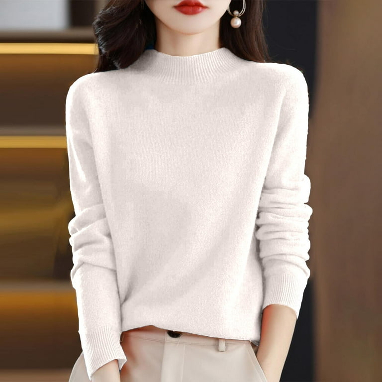 HAJWOH White Turtleneck Sweaters for Women Size XXL Long Sleeve