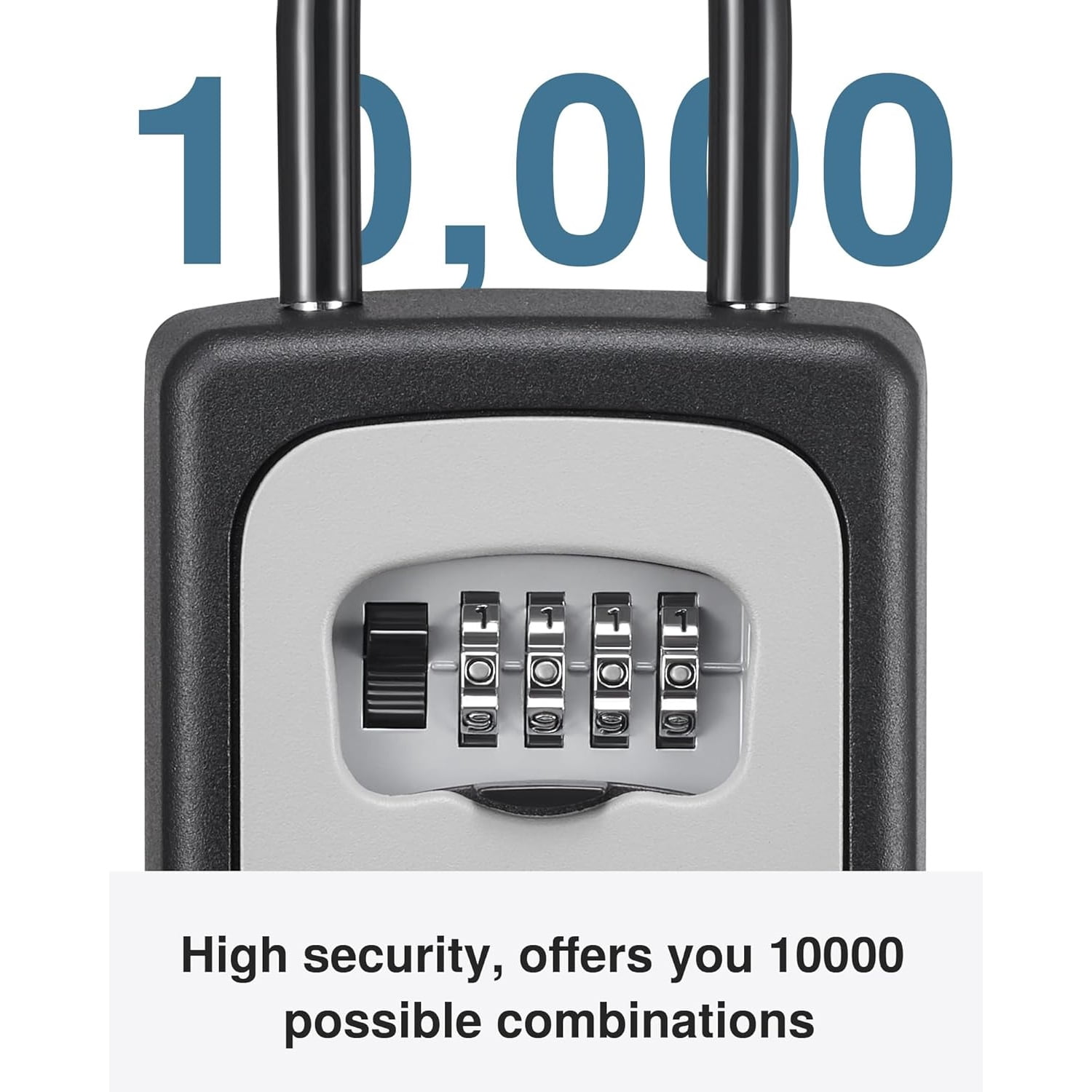 Large Key Lock Box Resettable Combination Code Lockbox, Portable Wall Mount Lockbox Security Safe Box for Outside Outdoor Home Office Door Handle House Key, Gray (4 Pack)