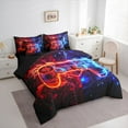 thumbnail image 4 of Manfei Red Blue Gamepad 7pcs Bedding Comforter Set for Boys, Futuristic Game Console Queen Bedding Sets, Fire and Water Reversible Queen Sheet Sets, Breathable Home Decor, 4 of 8