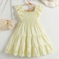 thumbnail image 5 of Kaprioy Toddler Girl Dress Summer Outfits Kids Ruffle Cap Puff Sleeves Boho Dresses Casual Sundress for Girls Stylish Flutter Sleeve Hollowed Out Girls Dress, 5 of 5