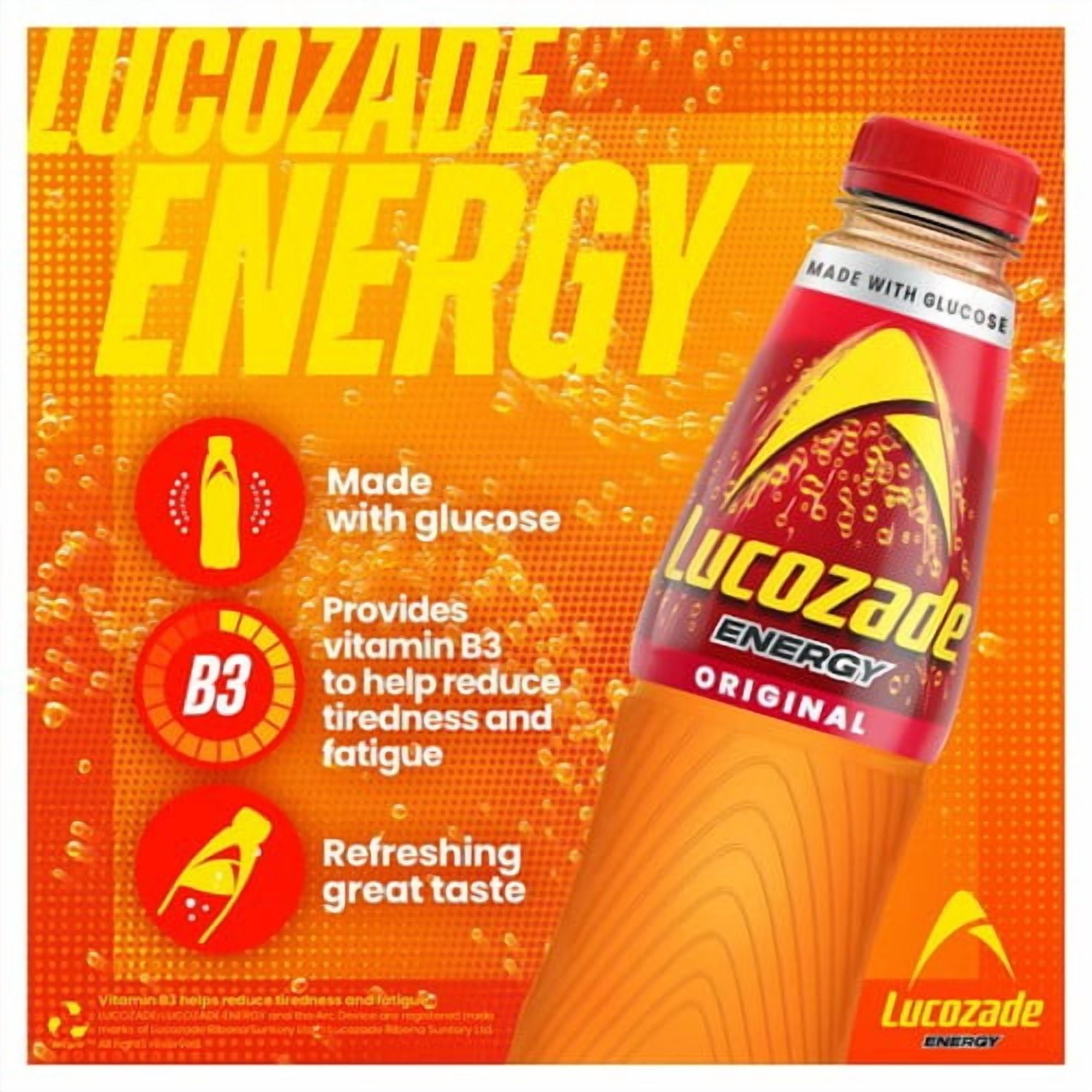Lucozade Energy Drink Original 8 x 380ml, British Import (Pack of 2)