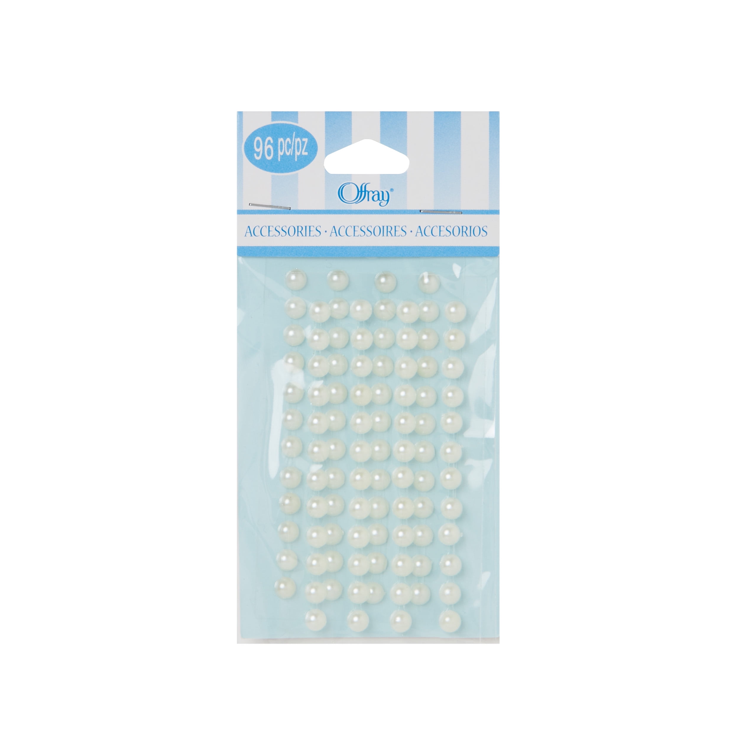 Offray Accessories, White Adhesive Pearls are great additions to self printed invitations, scrapbooking or any craft project, 96 pieces, 1 Package