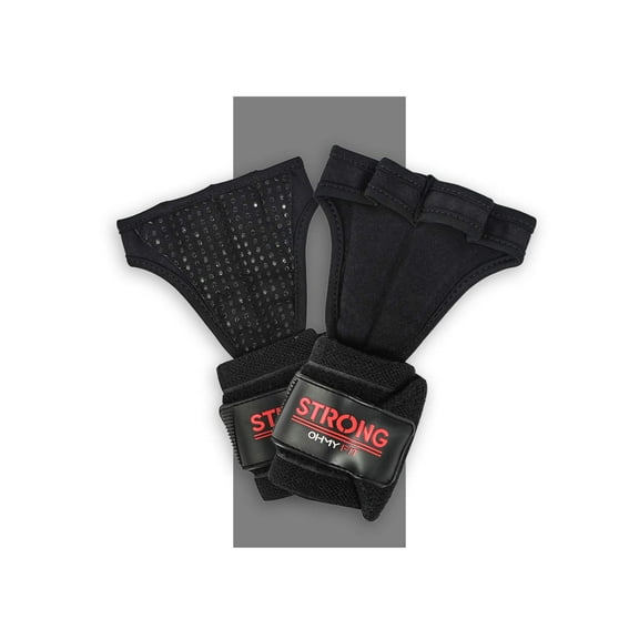 OHMY FIT - Strong Men’s Wrist Wrap Gloves, Heavy Duty Weightlifting Wrist Wrap, No Thumb Loop Black, Large