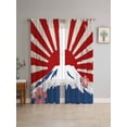 thumbnail image 4 of Sheer Curtains 96 Inches Long 2 Panels, Japanese Style Flowers Rod Pocket Curtain Voile Draperies, Snow Mountain Sun on Linen Light Filtering Window Treatment for Living Room Kitchen Bedroom, 4 of 8