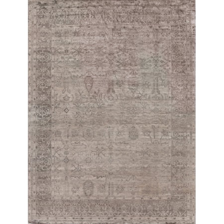 Exquisite Rugs Antique'd Silk Taupe Bamboo Silk Hand-Knotted Area Rug