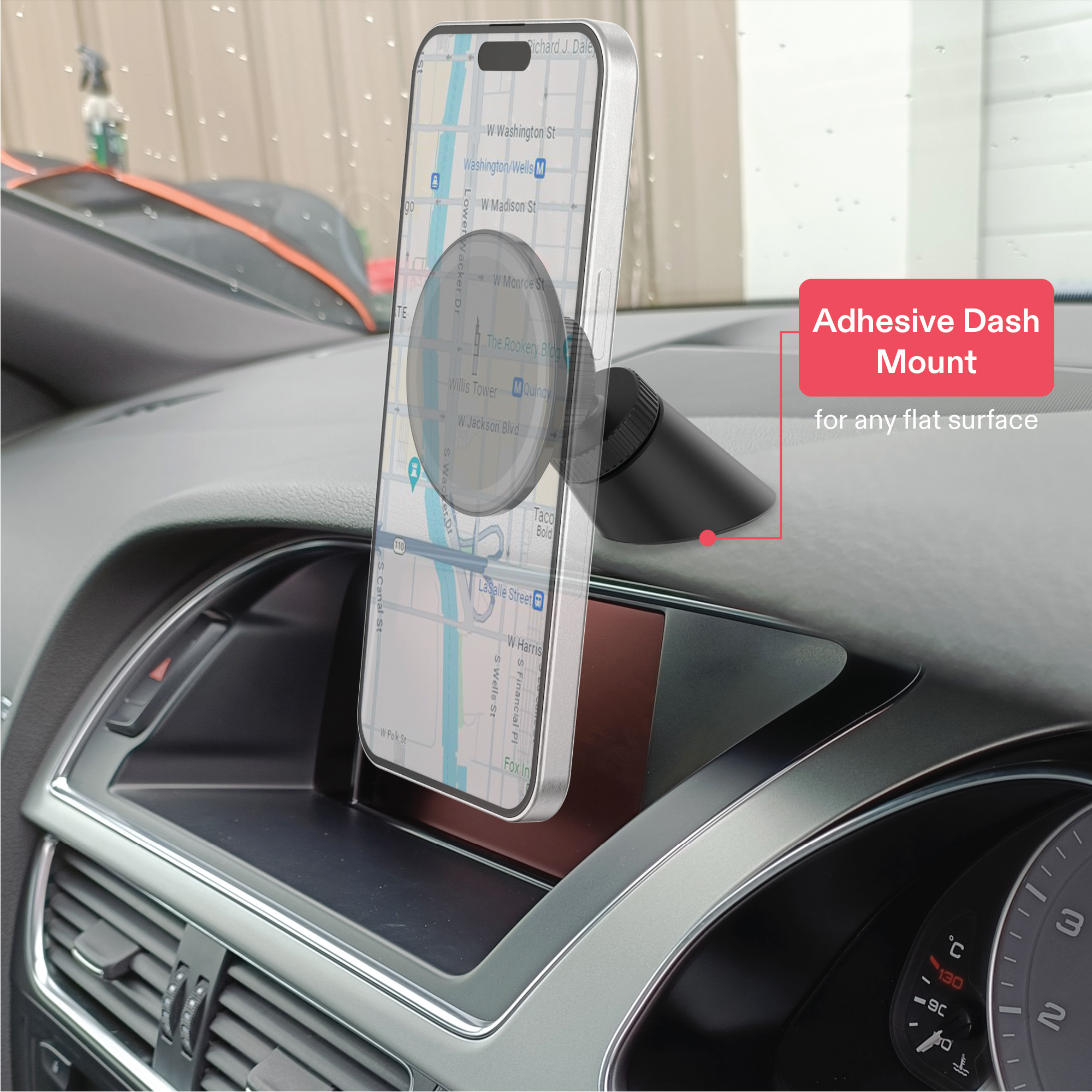 onn Magnetic Car Vent/Dash Phone Mount, Black photo 3