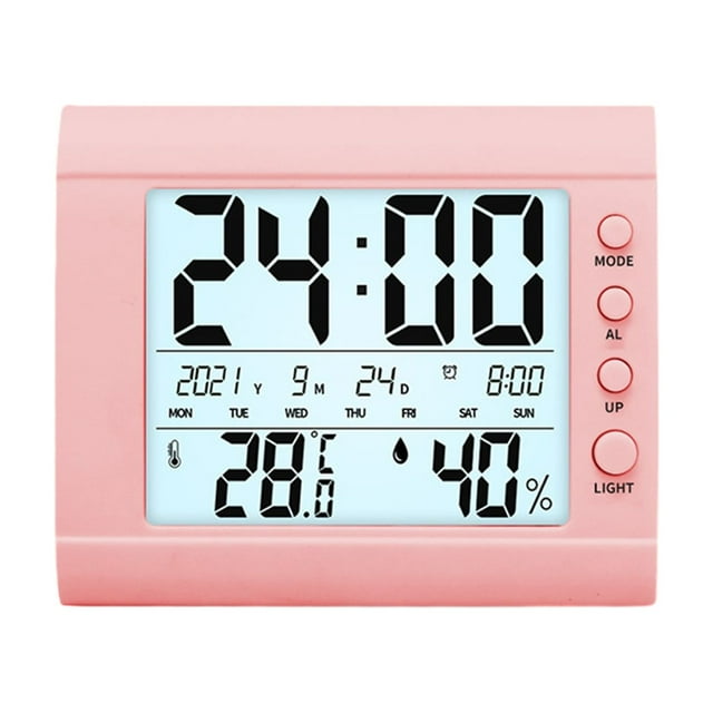 Digital Alarm Clock Indoor Electronic Temperature Hygrometer Luminous Large Screen Digital Display Desktop Small Alarm Clock Household Temperature Hygrometer Digital Clock Large Display