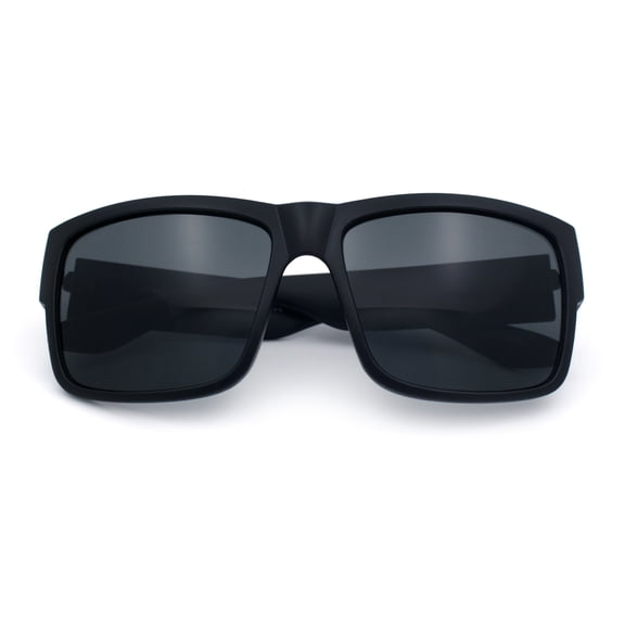 Brush Kush Graffiti Logo Rectangle Sport Horn Rim Plastic Sunglasses Matte Black Silver Logo