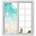 thumbnail image 2 of Teal Beige Ombre Coastal Window Privacy Film, Nautical Beach Starfish Coral Summer Static Cling UV Sun Blocking Tint Film Heat Control Windows Films for Bedroom Bathroom, Window Stickers 29.5"x78.7", 2 of 8