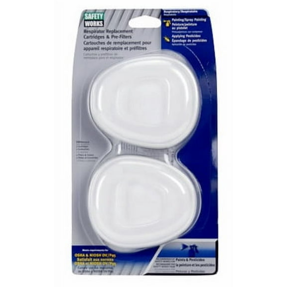 Safety Works Pair of P95 Paint & Pesticide Replacement Cartridge and Pre-Filters for SWX00318 Respirator