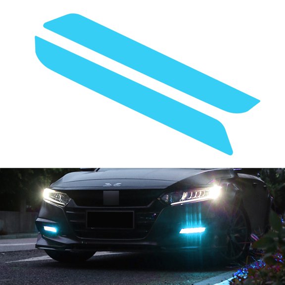 Xotic Tech Self Adhesive Front Fog Light DRL Tint Vinyl Film, Precut Fog Lamp Light Transmission Stickers Overlay Decal Exterior Decoration Compatible with Honda Accord 10th 2018 2019 2020 (Blue)