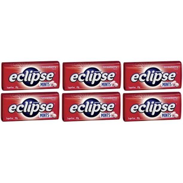 Eclipse Strawberry Mints Sugar Free Large Tint 40G 6 Packs Made In