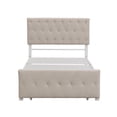 thumbnail image 3 of SESSLIFE Linen Fabric Upholstered Platform Bed, Twin Bed with a Storage Drawer, Beige Twin Bed Frame, Storage Platform Bed Frames, Hold 250 LBS, No Box Spring Needed, Easy Assembly, 3 of 10
