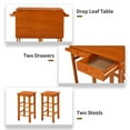 VINGLI Small Kitchen Island with Stools Solid Wood Foldable Dining