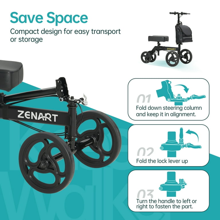 ZENART Foldable Knee Walker, Deluxe Medical Scooter for Foot