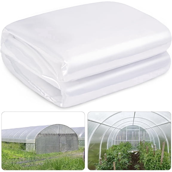 Greenhouse Plastic Sheeting, 6.5 x 10 FT 6 mil Clear Greenhouse Film, UV Resistant Plastic Sheeting Heavy Duty, Polyethylene Green House Plastic Cover for Farms, Garden, Agriculture
