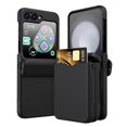 thumbnail image 1 of Luxury Solid Color Wallet Card Slot Case for Samsung Galaxy Z Flip 3 4 5 6 Slim Matte PC Hinge Protection ZFlip6 ZFlip5 Cover black For Samsung Z Flip 4, 1 of 6