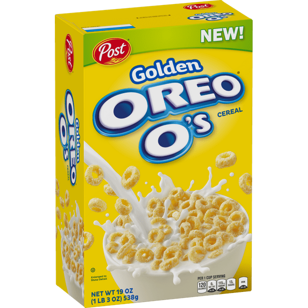 (2 Pack) Post Golden Oreo O's Breakfast Cereal, Oreo Cookie, 19 Oz
