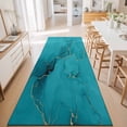 Abstract Teal Marble Liquid Texture Rectangle Rug 2'x6' Modern Stone ...