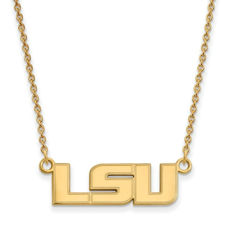 925 Sterling Silver With GP LogoArt Louisiana State U Small Pendant With  Necklace; for Adults and Teens; for Women and Men 