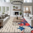 thumbnail image 3 of Area Rug for Living Room, 4th of July Non-Slip Indoor Large Carpet for Bedroom/Dining Room, Independence Day Farmhouse Stars Red Blue Washable Low-Profile Rectangle Floor Runner Rugs - 5 x 8 Ft, 3 of 8