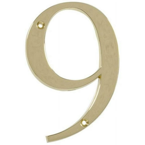 The Hillman Group 843159 4 in. Brass Distinctions Zinc Die-Cast Flush Mount House Number - 9 - 3 Piece